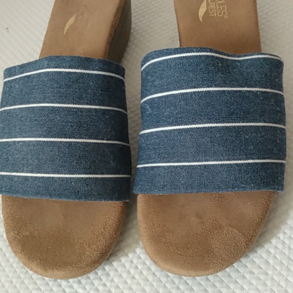 Aerosoles Blue Striped Slide Sandals - Picture 2 of 6
